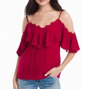 WhiteHouse BlackMarket Ruffle Lace Cold Shoulder
